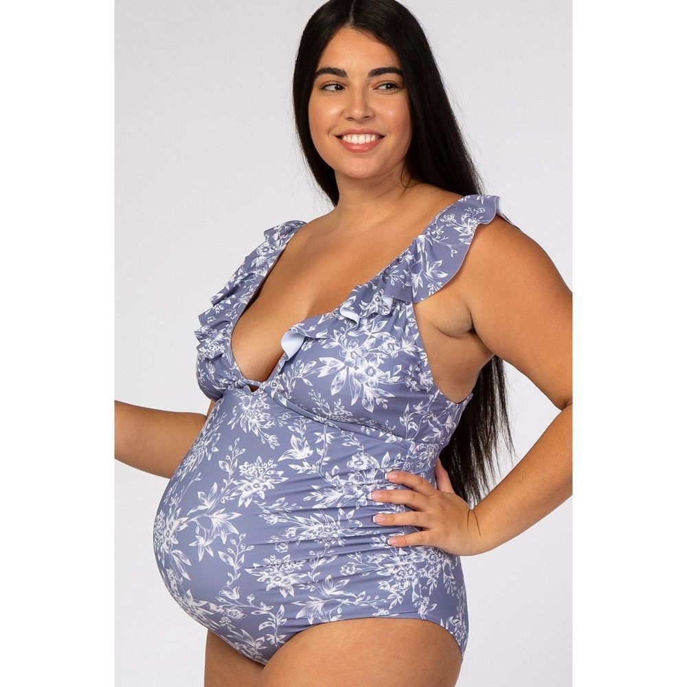 Pink Blush Ruffled Maternity Swimsuit Size M